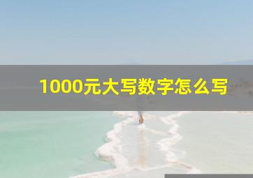 1000元大写数字怎么写