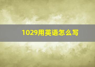 1029用英语怎么写