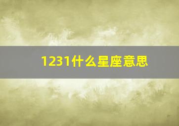 1231什么星座意思