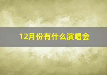 12月份有什么演唱会