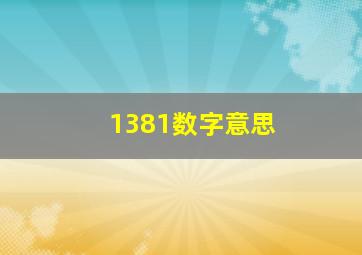 1381数字意思