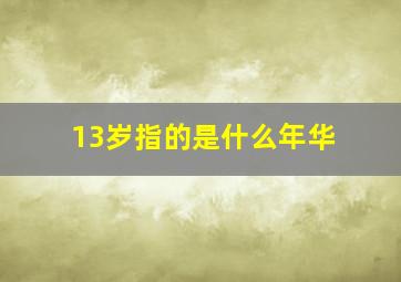 13岁指的是什么年华