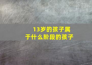 13岁的孩子属于什么阶段的孩子