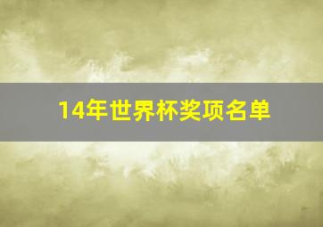 14年世界杯奖项名单