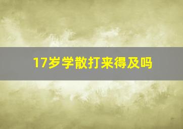 17岁学散打来得及吗