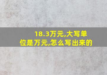 18.3万元,大写单位是万元,怎么写出来的