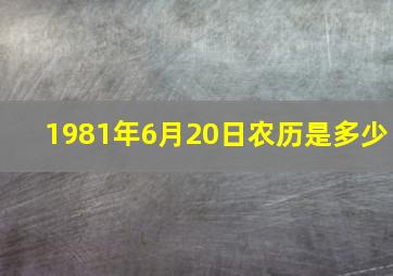 1981年6月20日农历是多少