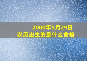 2000年5月29日农历出生的是什么命格