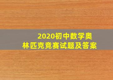 2020初中数学奥林匹克竞赛试题及答案