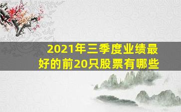 2021年三季度业绩最好的前20只股票有哪些