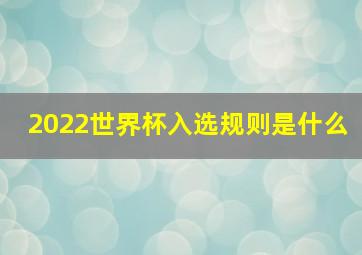 2022世界杯入选规则是什么