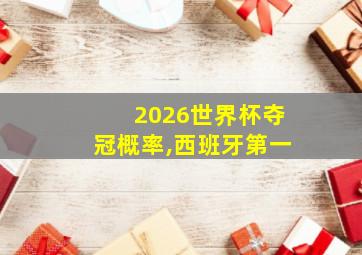 2026世界杯夺冠概率,西班牙第一