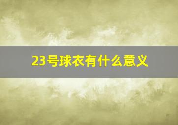 23号球衣有什么意义