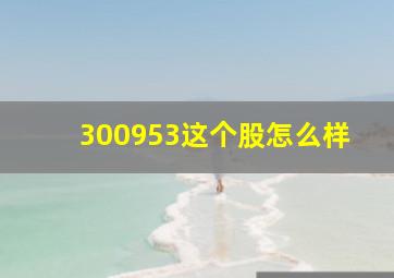 300953这个股怎么样