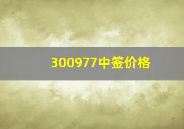 300977中签价格