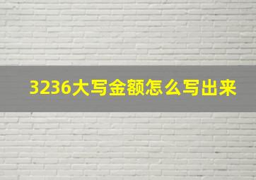 3236大写金额怎么写出来