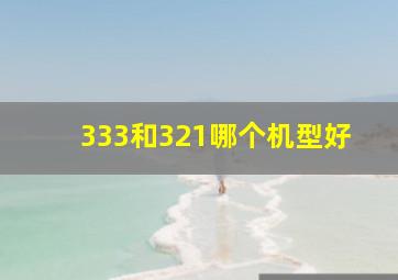 333和321哪个机型好