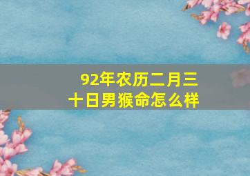 92年农历二月三十日男猴命怎么样