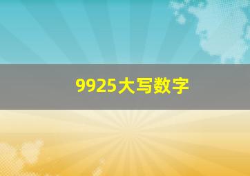 9925大写数字