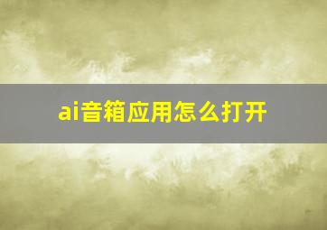 ai音箱应用怎么打开