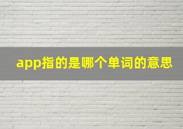 app指的是哪个单词的意思