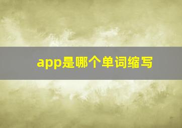 app是哪个单词缩写