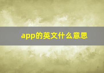 app的英文什么意思