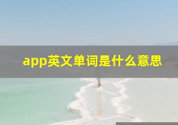 app英文单词是什么意思