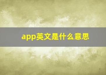 app英文是什么意思