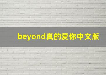 beyond真的爱你中文版