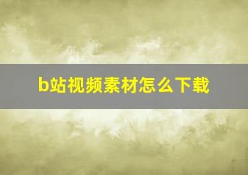 b站视频素材怎么下载