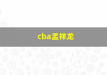 cba孟祥龙