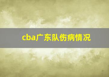 cba广东队伤病情况