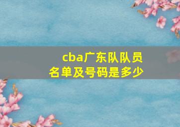 cba广东队队员名单及号码是多少