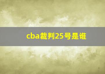 cba裁判25号是谁