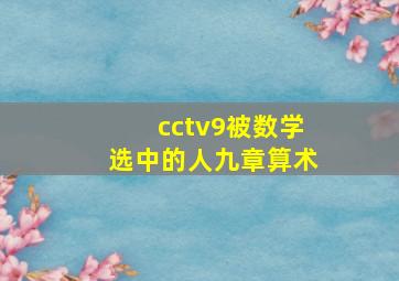 cctv9被数学选中的人九章算术