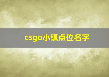 csgo小镇点位名字