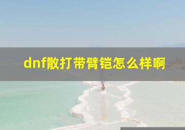 dnf散打带臂铠怎么样啊