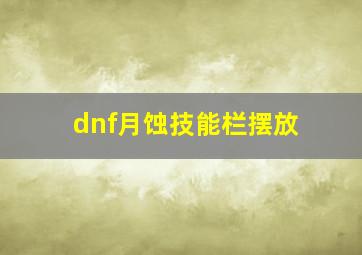 dnf月蚀技能栏摆放