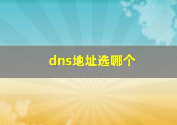 dns地址选哪个