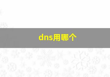 dns用哪个