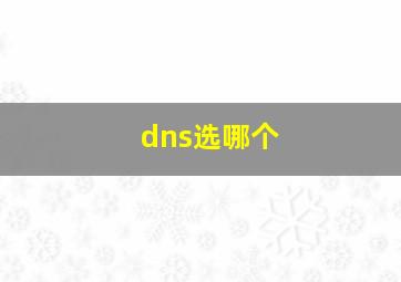 dns选哪个