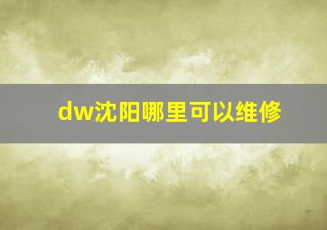 dw沈阳哪里可以维修