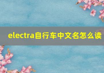 electra自行车中文名怎么读