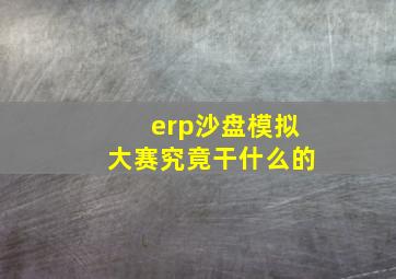 erp沙盘模拟大赛究竟干什么的