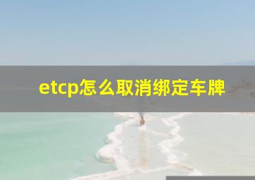 etcp怎么取消绑定车牌