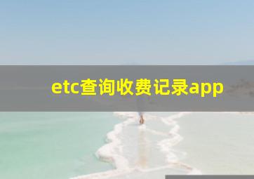 etc查询收费记录app