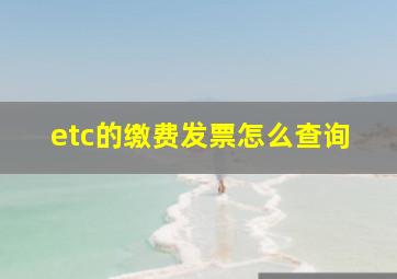 etc的缴费发票怎么查询