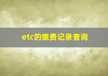 etc的缴费记录查询