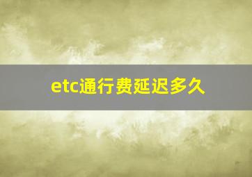 etc通行费延迟多久